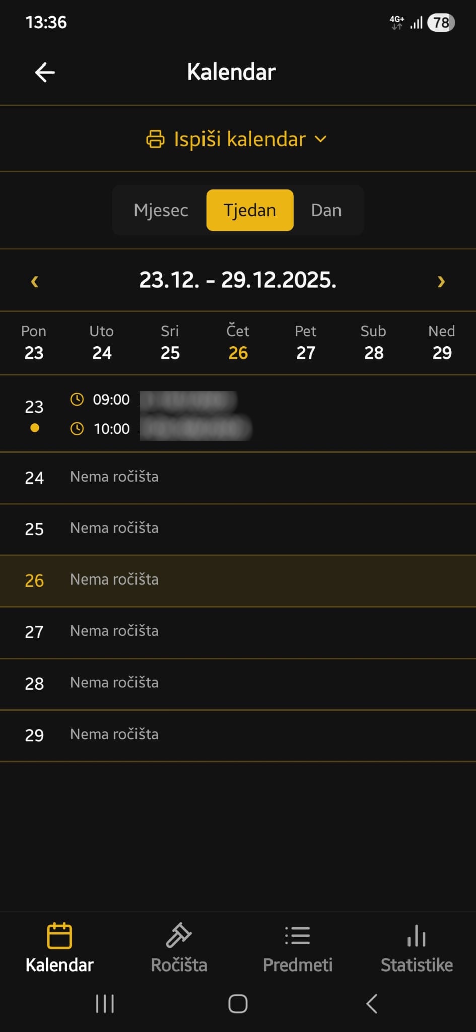 Calendar week view